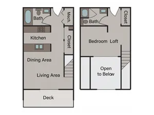 1 Bed, 2 Bath Loft
