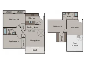 3 Bed, 2 Bath Loft