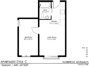 1-Bedroom- C floor plan