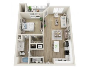 Image of The Waleska One Bedroom Floor Plan