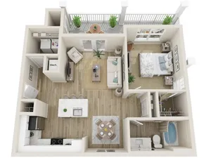 The Rosemary One Bedroom Floor Plan