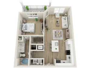 The Seacrest One Bedroom Floor Plan