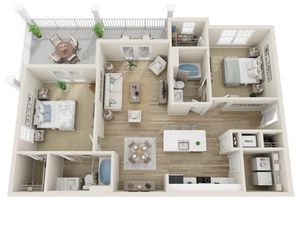 The Santa Rosa Alternate Two Bedroom Two Bath Floor Plan