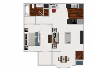 One Bedroom / One Bathroom with Morning Room, 711 sq ft home