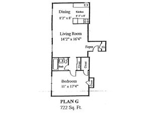 Plan G: 1 bed, 1 bath