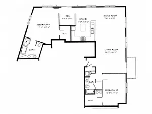 2 Bed + Den / 2 Bath - 1,952 SF
