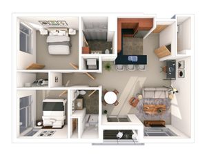 2 Bed / 2 Bath - 1,130 SF