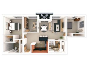 2 Bed + Den / 2 Bath - 1,424 SF