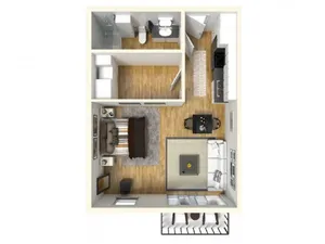 Studio / 1 Bath - 540 SF