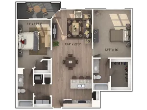 2 bedrooms, 2 baths