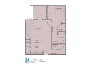 Floor Plan 7 | 1 Bedroom Apartments For Rent In Baton Rouge | Bayonne at Southshore