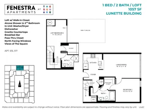 1057 SF 1 bedroom, 2 bathroom loft apartment
