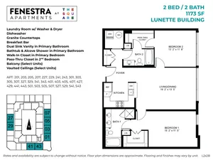 1172 SF 2 bedroom, 2 bathroom apartment