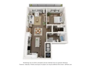 The Cooper 815 SF One Bedroom Apartment