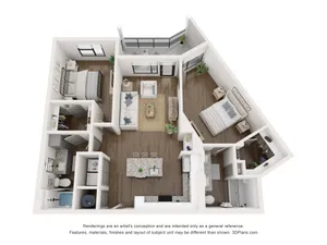 The Designer 1,126 SF Two Bedroom Apartment