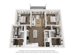 The Penman 1,113 SF Two Bedroom Apartment