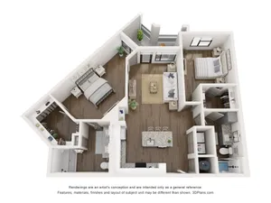 The Arden 1,189 SF Two Bedroom Apartment