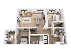 Two Bedroom + Den Floor Plan