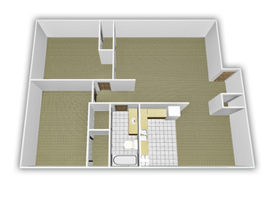 2 bed, 1 bath