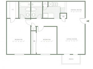 Two Bedroom/Two Bath - 899sf