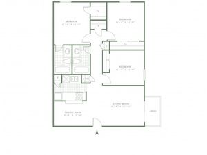 Three Bedroom/Two Bath - 1140sf