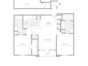 Two Bedroom/Two Bath - 1050sf