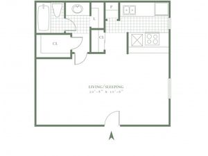 Efficiency 1 - One Bed-One Bath - 448sf