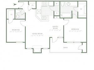 Two Bedroom/One and One Half Bath - 914sf