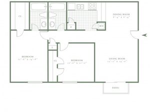 Two Bedroom/Two Bath - 876sf