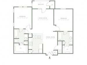Two Bedroom/Two Bath - 1063sf