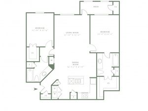Two Bedroom/Two Bath - 1219sf
