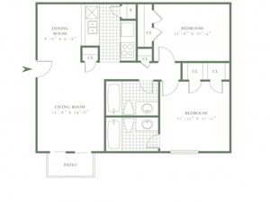 Two Bedroom/Two Bath - 852sf