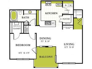 One Bedroom Floorplan | Grapevine Twenty Four 99