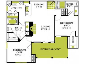 Two Bedroom Floorplan | Grapevine Twenty Four 99