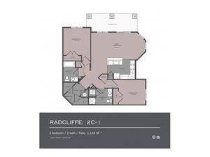 2 Bedroom Floor Plan | frederick md rentals | Prospect Hall