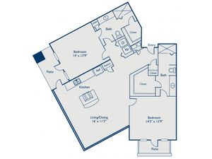 B2 two bed, two bath with large closets and two patios