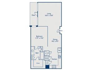 A3 soft one bedroom, one bath with dining room, large closet and patio