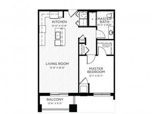 1 Bed 1 Bath Floor Plan Amherst