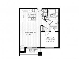 1 Bed 1 Bath Floor Plan Clover