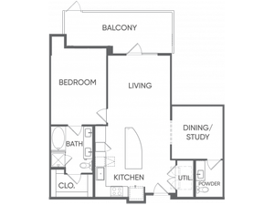 One Bedroom/One and a half Bathroom