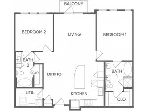 Two Bedrooms/Two and a half Bathrooms