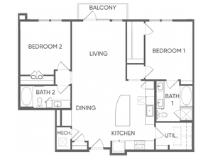 Two Bedrooms/Two and a half Bathrooms