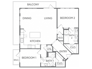 Two Bedrooms/Two Bathrooms