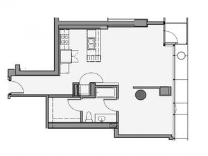 1 Bed 1 Bath Floor Plan 1g
