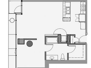 1 Bed 1 Bath Floor Plan 1e