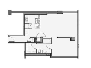 1 Bed 1 Bath Floor Plan 1q