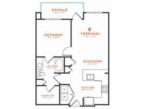 1 bedroom 1 bath with dining area, private patio, walk-in closet and 756 square feet