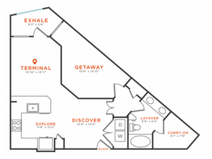 1 bedroom 1 bath with dining area, private patio, walk-in closet and 773 square feet