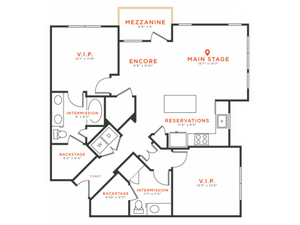2 bedroom 2 bath apartment with kitchen island, dining area walk-in closets, private patio and 1165 square feet