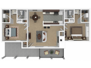 Fairview floor plan, 2 bedroom, 1.5 bath, 946 square feet